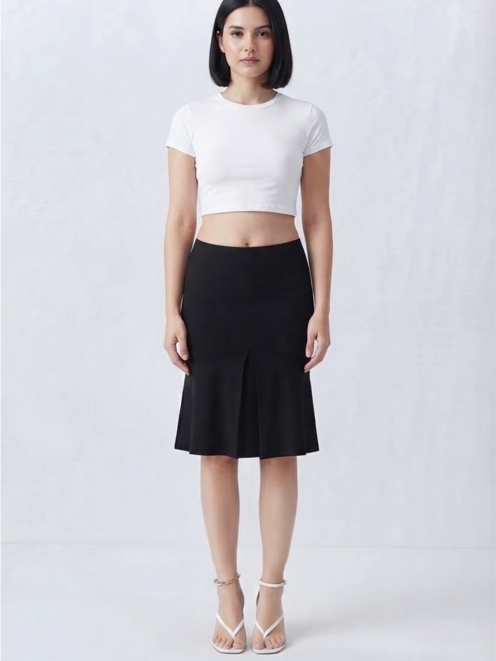 Express Black Midi Skirt with Flared Hem